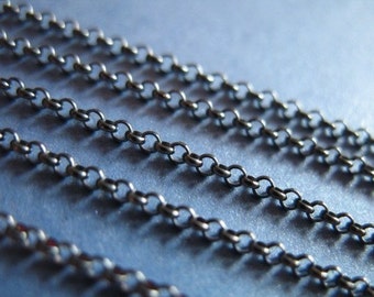 Oxidized Sterling Silver Chain, ROLO Chain, Necklace Chain, 1.5 mm, 15-40% less, vintage wholesale SS..S22. ox solo