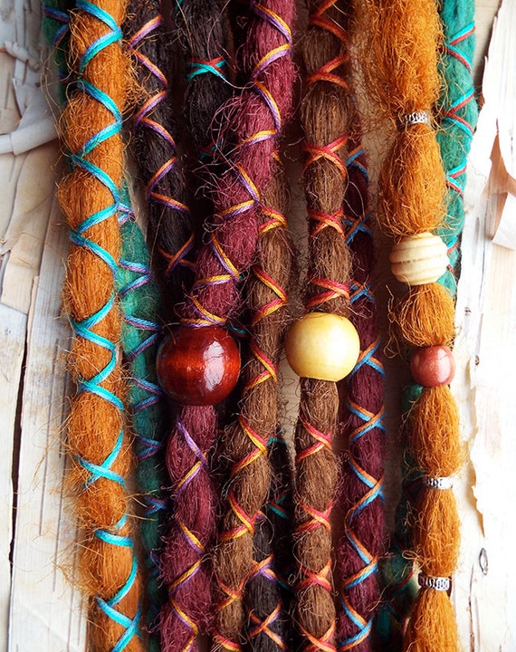 10 Custom Dreads Hair Wraps & Beads Bohemian Hippie Dreadlocks Tribal Falls Synthetic Boho Extensions Hair Accessories