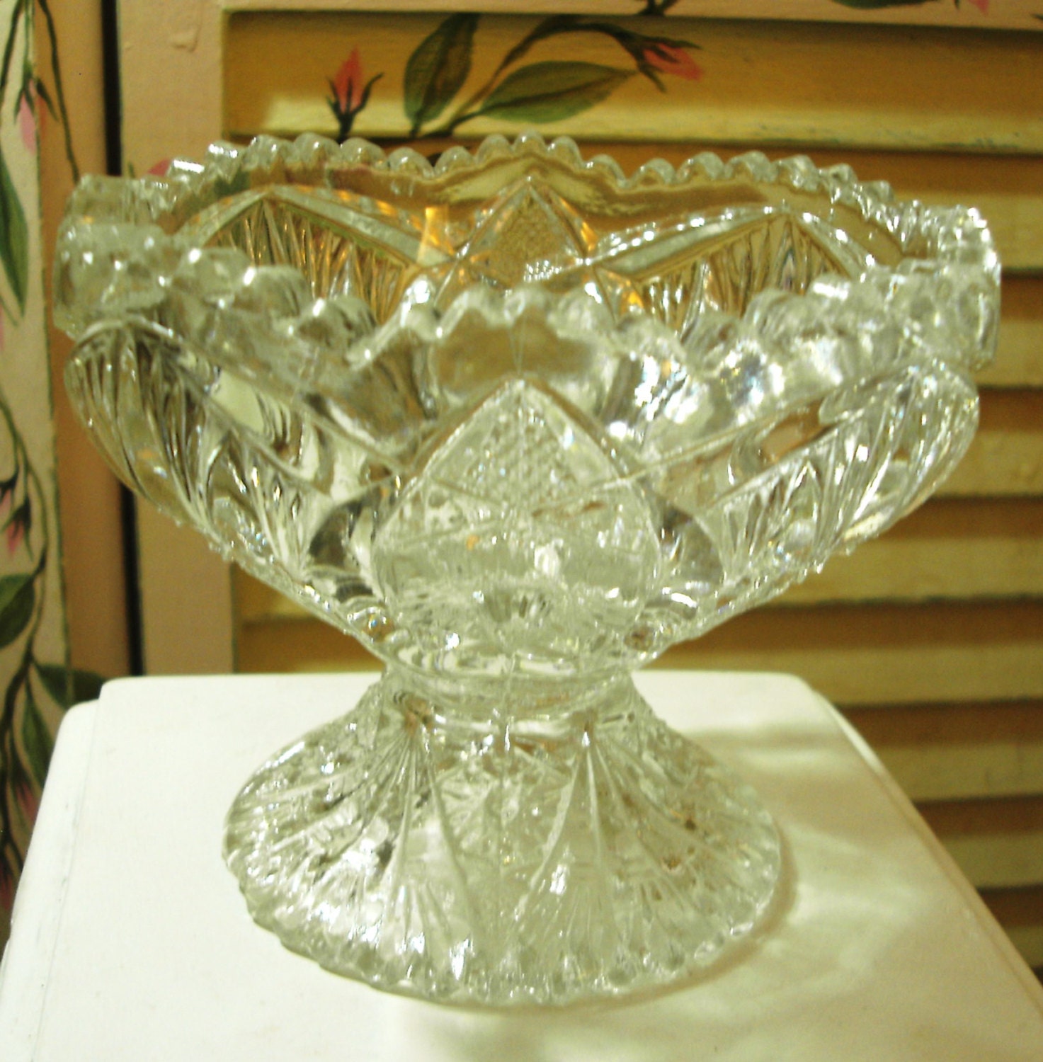 Elegant Vintage Cut Crystal Candy Dish Soap by InfinityCrafts