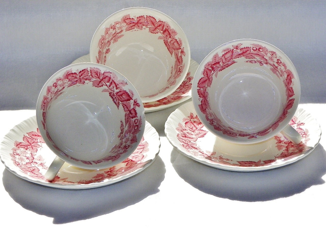 Antique Wedgwood China Tea Set Pink Flower Vine Bramble