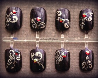 Sugar Skulls. Fake Nails Mexican Folk Art by NeverTooMuchGlitter