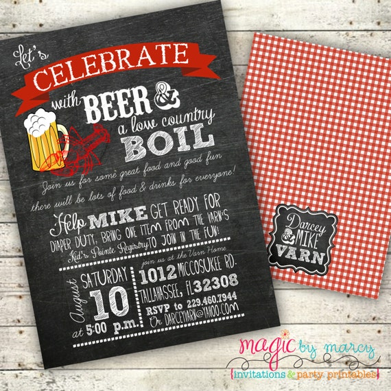 Digital Southern Charm Low Country Boil Baby shower or Party invite Doublesided invitation Il_570xn