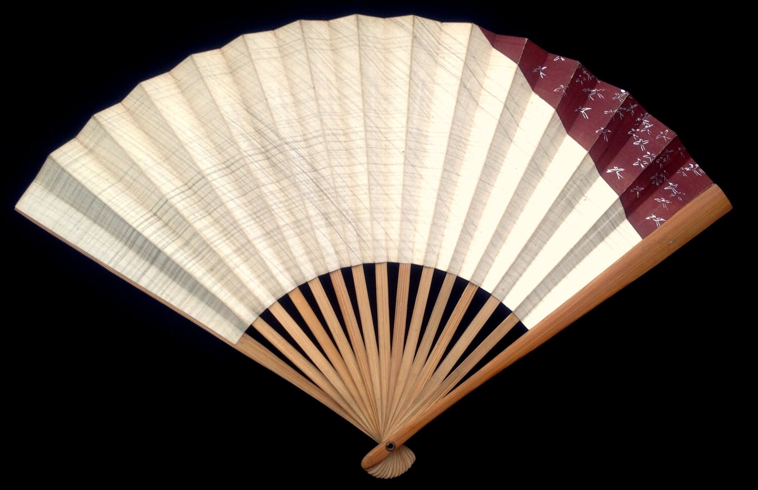 Vintage Japanese Hand Fan Japanese Paper Fan by VintageFromJapan
