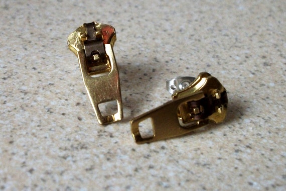 Gold Zipper Stud Earrings