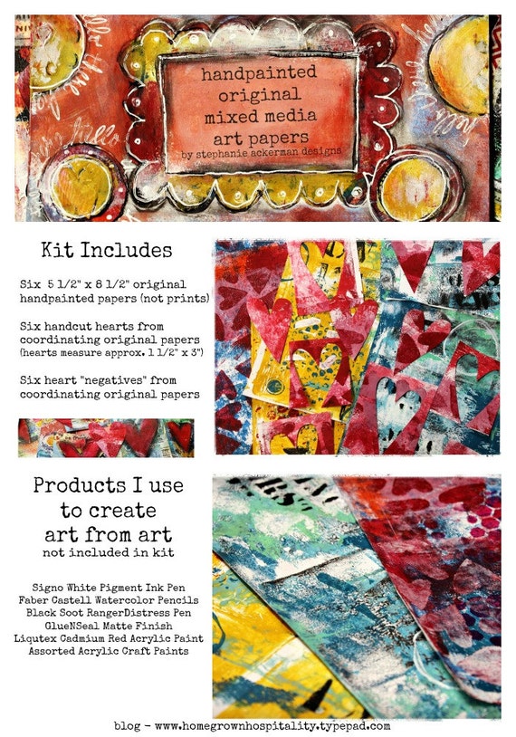 Handpainted Original Mixed Media Art Paper Pack by Stephanie