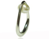 Pearl Ring in Sterling Silver, Pearl Ring June Birthstone,  Inner Setting Ring size 7.5-8