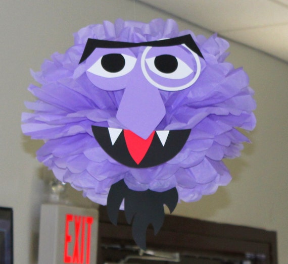 Purple Monster tissue paper pompom kit, inspired by "The Count" from Sesame Street Il_570xn