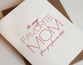 Letterpress Mother's Day card - To My Favorite mom