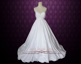 Empire Waist A-line Wedding Dress with Thin Straps and Crossed Low Back | Jene