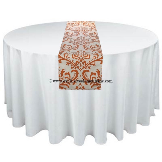 Burnt Orange Table Runner Damask Table by exclusiveelements