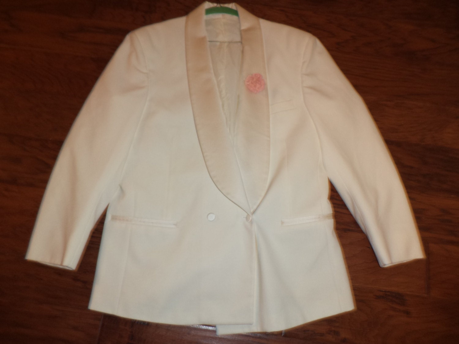 50s White Sport Coat pink carnation men's sz L 46R