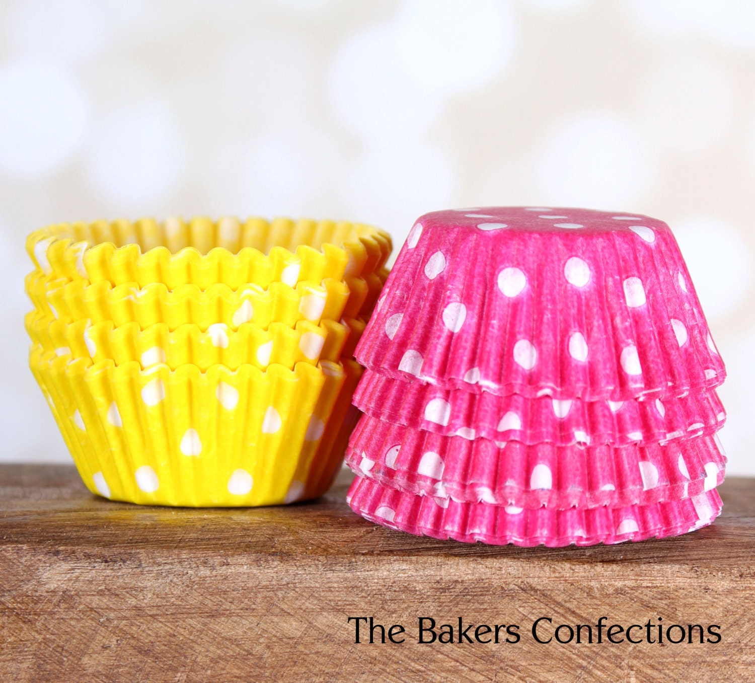 Mini Polka Dot Cupcake Liners in Pink Dot by thebakersconfections