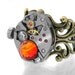 Steampunk Ring, Fire Opal Crystal & Vintage Watch Mechanism - Adjustable ring