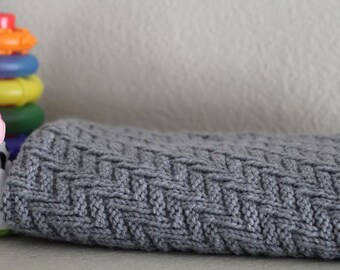 Knit Baby Blanket Pattern, Stroller Blanket Pattern, Crib Blanket, Instant Download, PDF Baby Blanket Pattern, Knitted Blanket