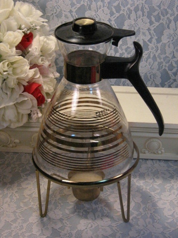 Items similar to Vintage Pyrex Glass Carafe with Candle Warmer Mid
