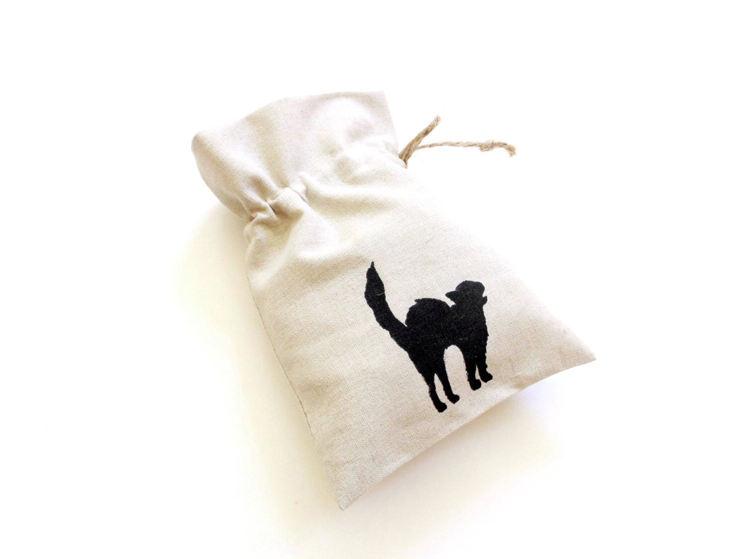 Black cat gift bag Halloween wedding favor bag 5 x 7 inches