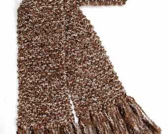 Brown Scarf 6 ft Long Chunky Knit Scarf Men Women Winter Scarf Tan Hand Knitted Scarf