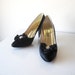 RESERVED for JAzlynn Vintage Black Bridal Shoes Wedding Satin Rhinestone Trim Velvet Ribbon Italy Size 8.5 Valentines Day