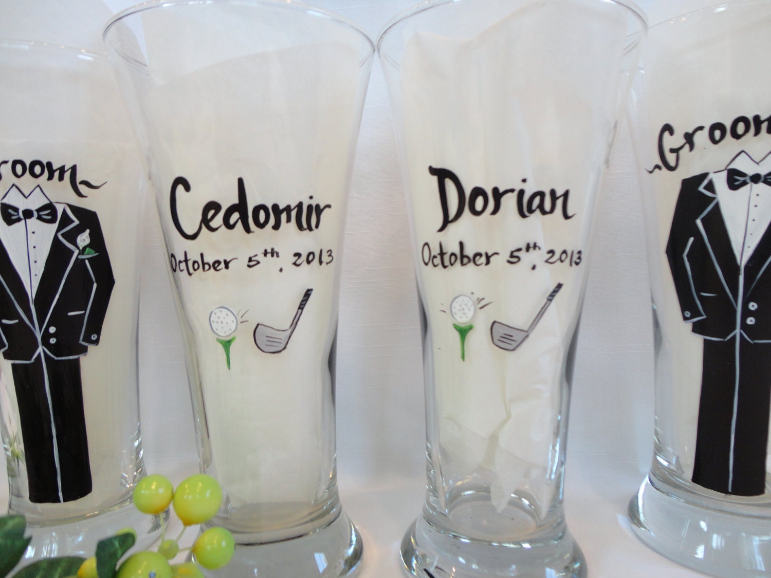 Hand Painted Personalized Groomsman GOLF Beer by samdesigns22