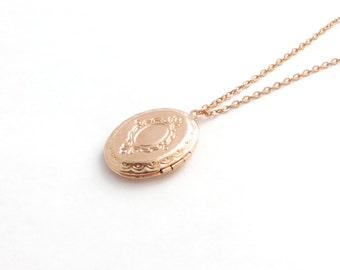 Rose Gold Locket With Vintage Design, Everyday Necklace, Delicate Locket, Oval Locket, Antique Locket, Designer Locket