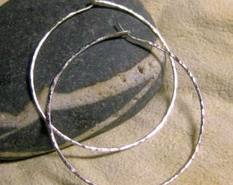 Large hammered Sterling Silver hoop earrings, H1, 5 sizes available & hammered or smooth finish