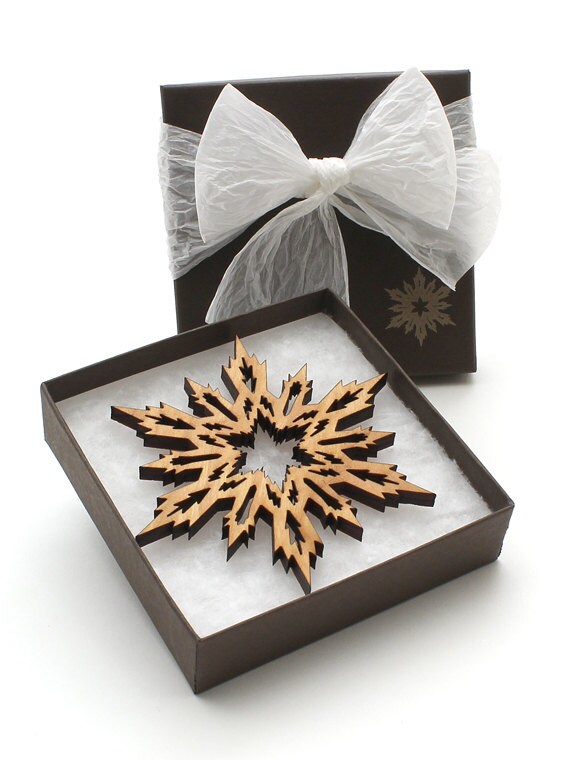 Wood Christmas Decor Snowflake Ornament Gift by TimberGreenWoods