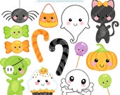 Kawaii Halloween Cute Digital Clipart - Commercial Use OK - Halloween Graphics, Digital Art, Kawaii Clipart, Halloween Clipart Il_170x135