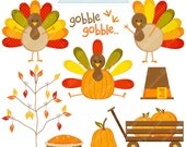 Gobblers Thanksgiving Clipart - Commercial Use OK - Thanksgiving Graphics, Turkey Clipart, Cute Thanksgiving Clipart Il_170x135