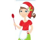 Christmas Baker Character Illustration, Cartoon Illustration, Woman Cooking, Christmas Character, CHOOSE Your Colors Il_170x135