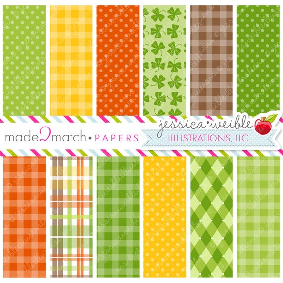 Leprechaun Kids Cute Digital Papers - Commercial Use OK - St. Patrick's Day Digital Backgrounds Il_570xn