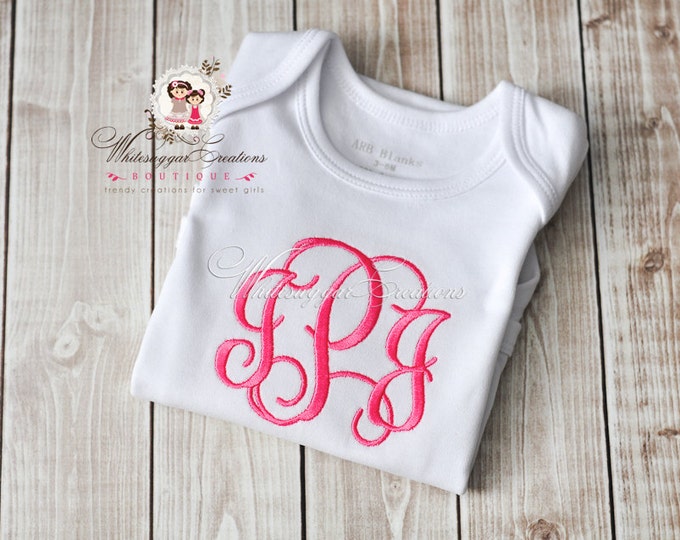 Girls Elegant Monogram Shirt - Custom Personalized Shirt - Baby Girl Outfit - Baby Shower Gift