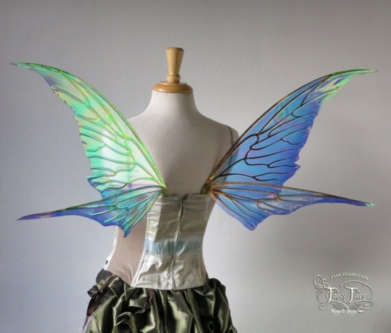 Medium Tendril Painted Iridescent Fairy Wings Made