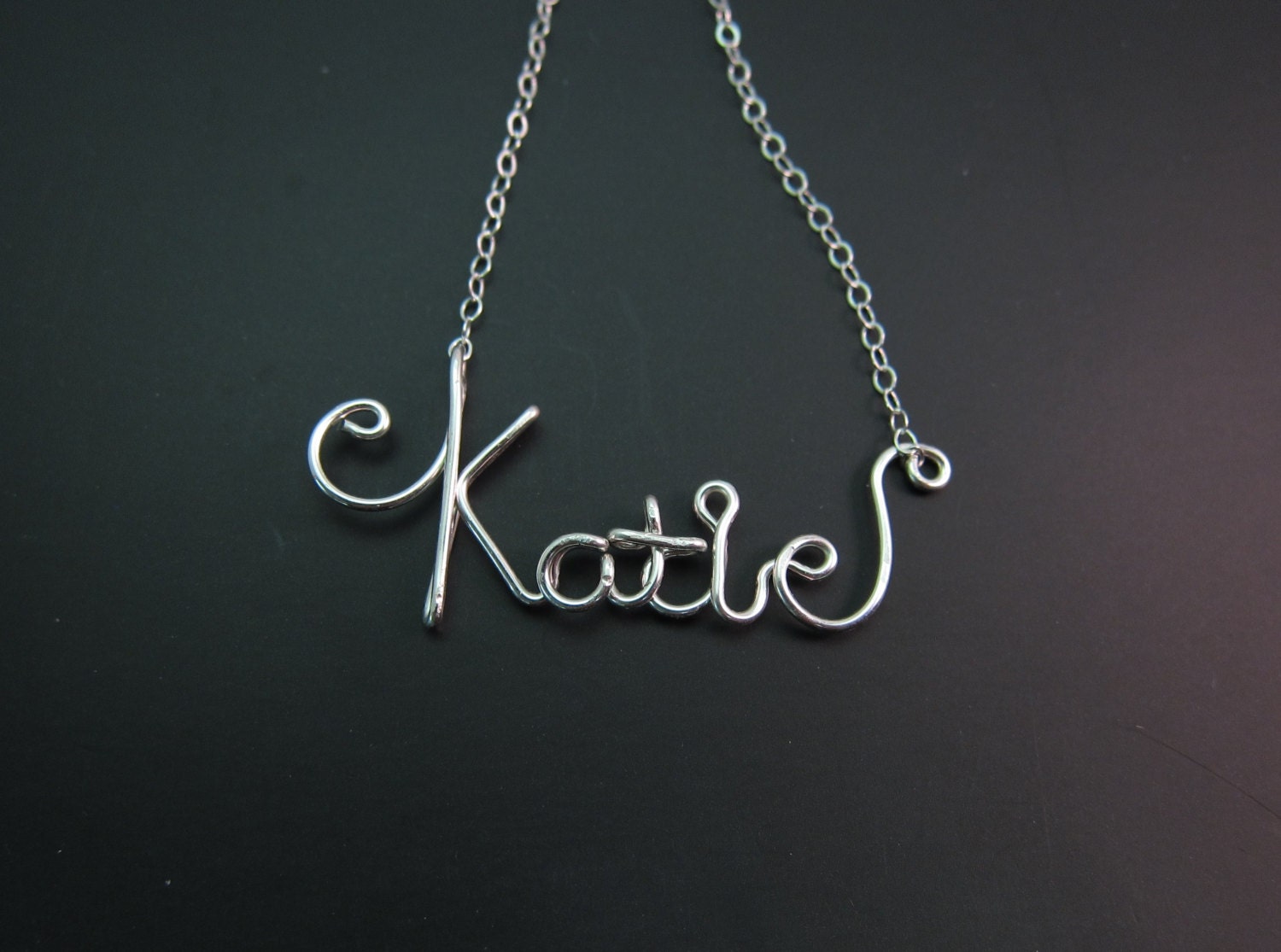 Sterling Silver Faith Necklace Gold Cursive by PurplePoemCraft