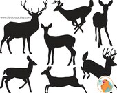 Deer Clip Art Silhouettes & Outlines - Reindeer ClipArt - Doe - Buck - Digital Graphics - Animal ClipArt - PNG Images + Photohshop Brushes Il_170x135