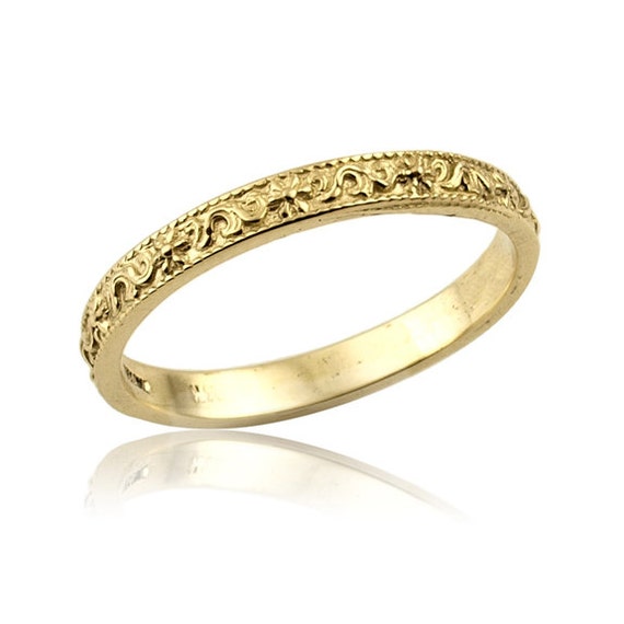 Floral Band, floral  Band, wedding Ring Gold Wedding Wedding gold Eternity  Yellow Vintage band