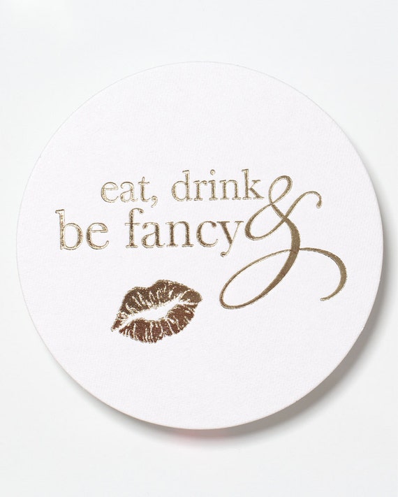 Eat Drink and Be Fancy Foil Letterpressed Coasters - Set of 20 - for Holidays, Weddings, Parties and More by Flair Designery Il_570xn