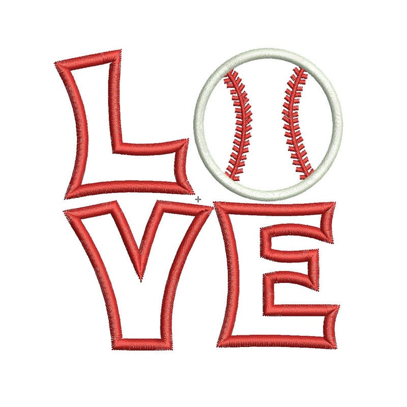 Baseball Applique Machine Embroidery Designs 3 Sizes