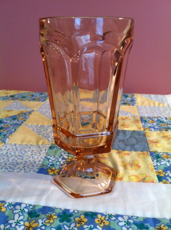 Vintage Fostoria Pink Water Pedestal Goblet Glass Made in The USA