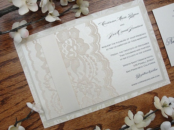 Lace Wedding Invitation Lace Wedding Invite by LavenderPaperie1