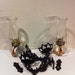 Vintage Cast Iron Oil Lamp Holders with Oil Lamps