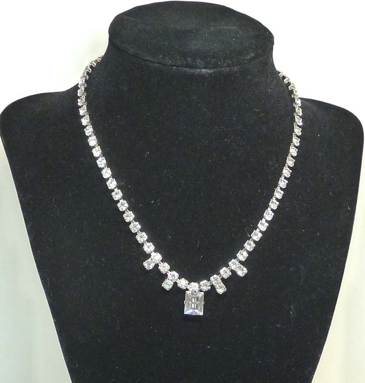 Signed Coro Rhinestone Set Vintage Necklace & by thejewelseeker