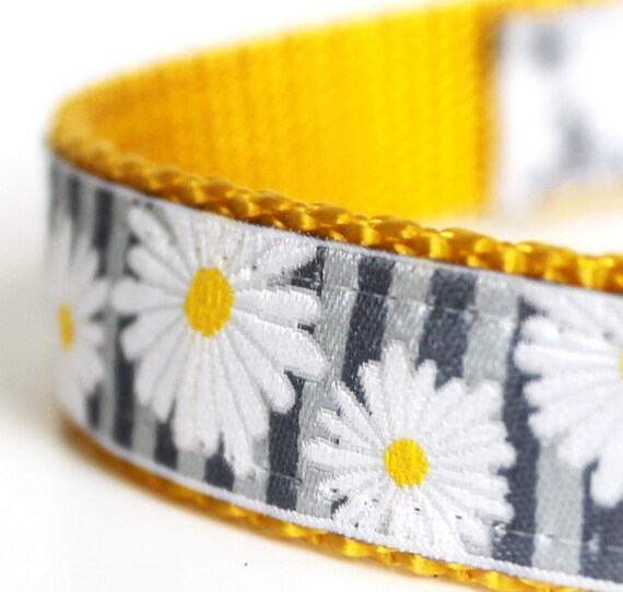 Pretty Daisy Dog Collar Ribbon Dog Collar Adjustable Dog