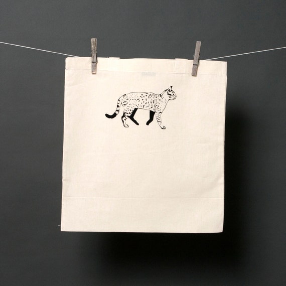 tote bag cat cotton fashion handmade denmark screen print vintage ...