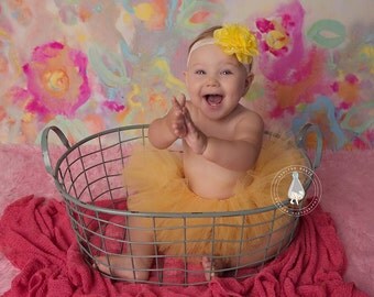 YELLOW newborn tutu, baby tutu, tutu and headband, newborn photography prop, birthday tutu