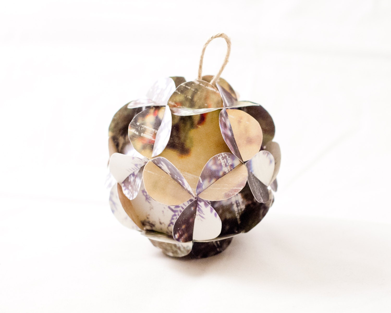 Yellow Pink Purple Handmade Paper Christmas Ornament