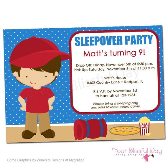 PRINTABLE Boy Sleepover Party Invitation Il_570xn