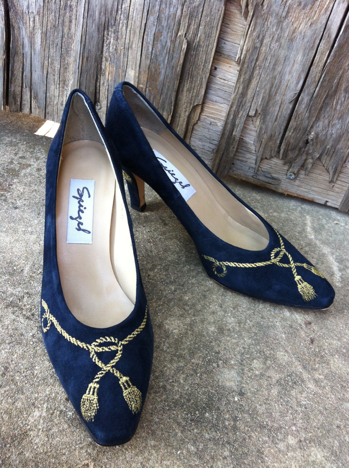 80's Navy Suede Nautical Rope Heels