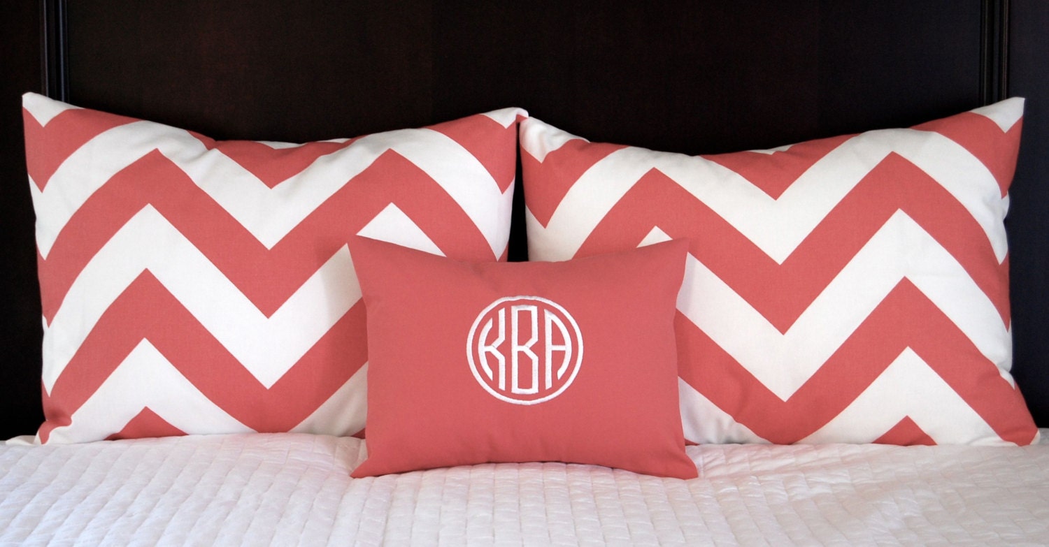 Pillow Shams Coral Bedding Monogram Pillow Decorative