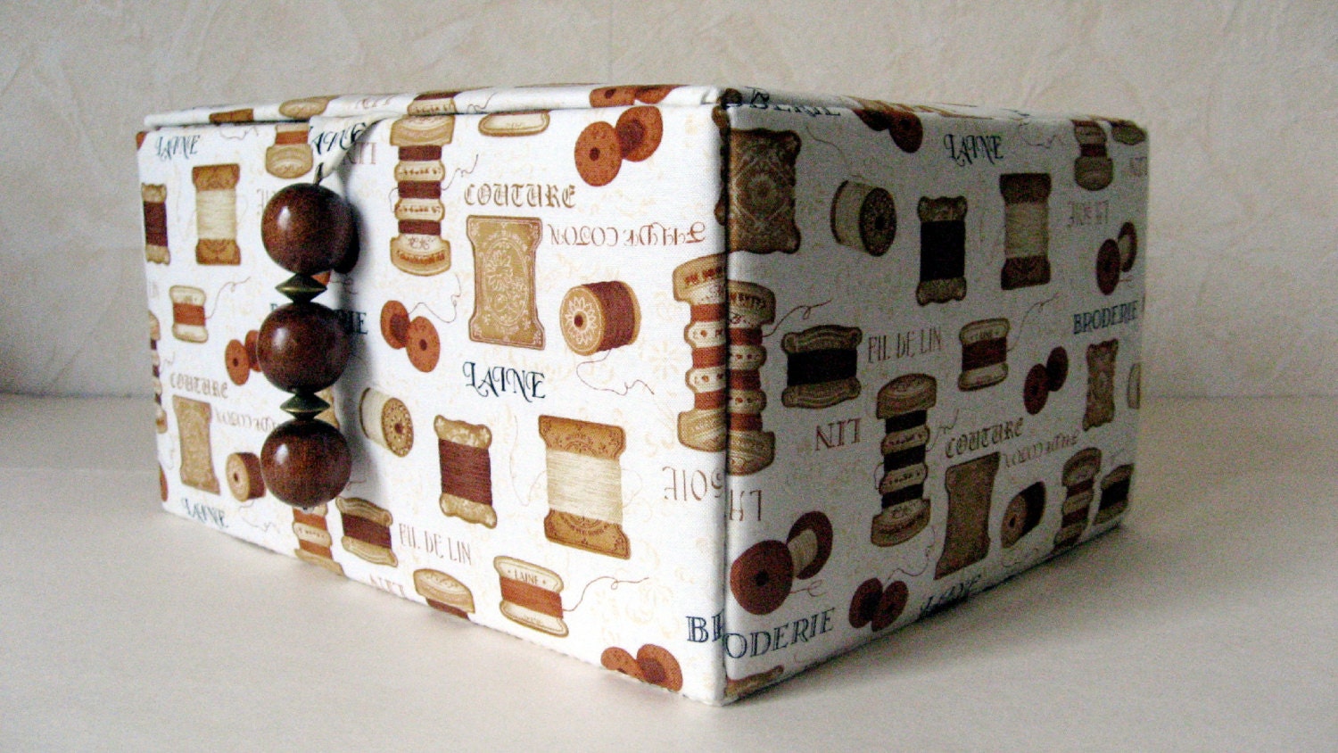 Large fabric sewing storage box sewing basket or craft box