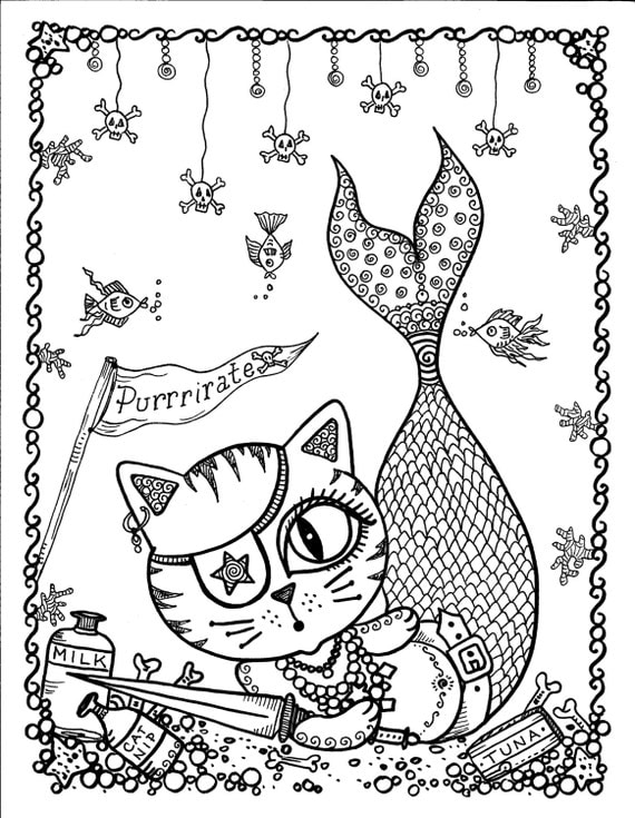 mermaid coloring pages realistic cats - photo #15